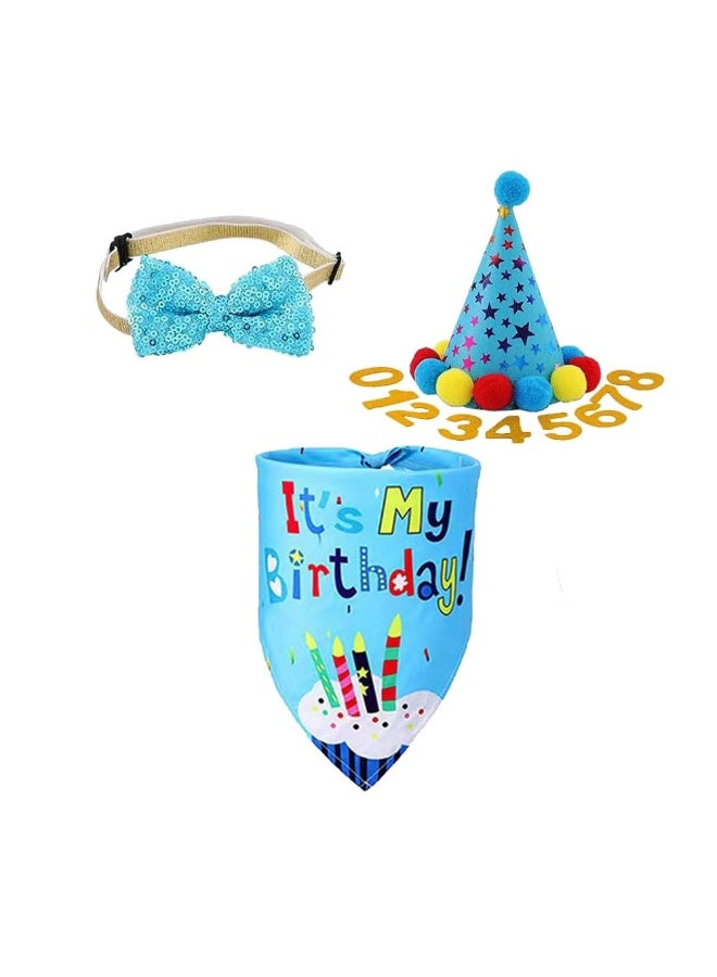 Mordely Dog Birthday Bandana and Hats Set - 4-in-1 Dog Girl Party Accessories with Bow Tie & Checkered Scarf, Puppy Birthday Decorations for Party Supplies, Photo Booth, Pet Celebration (Pet Owner Gifts) - Image 1